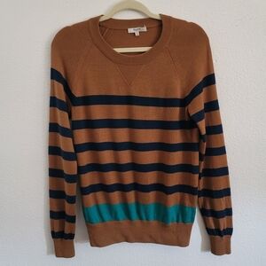 Madewell 100% Merino Wool Crewneck Striped Sweater, Size Medium